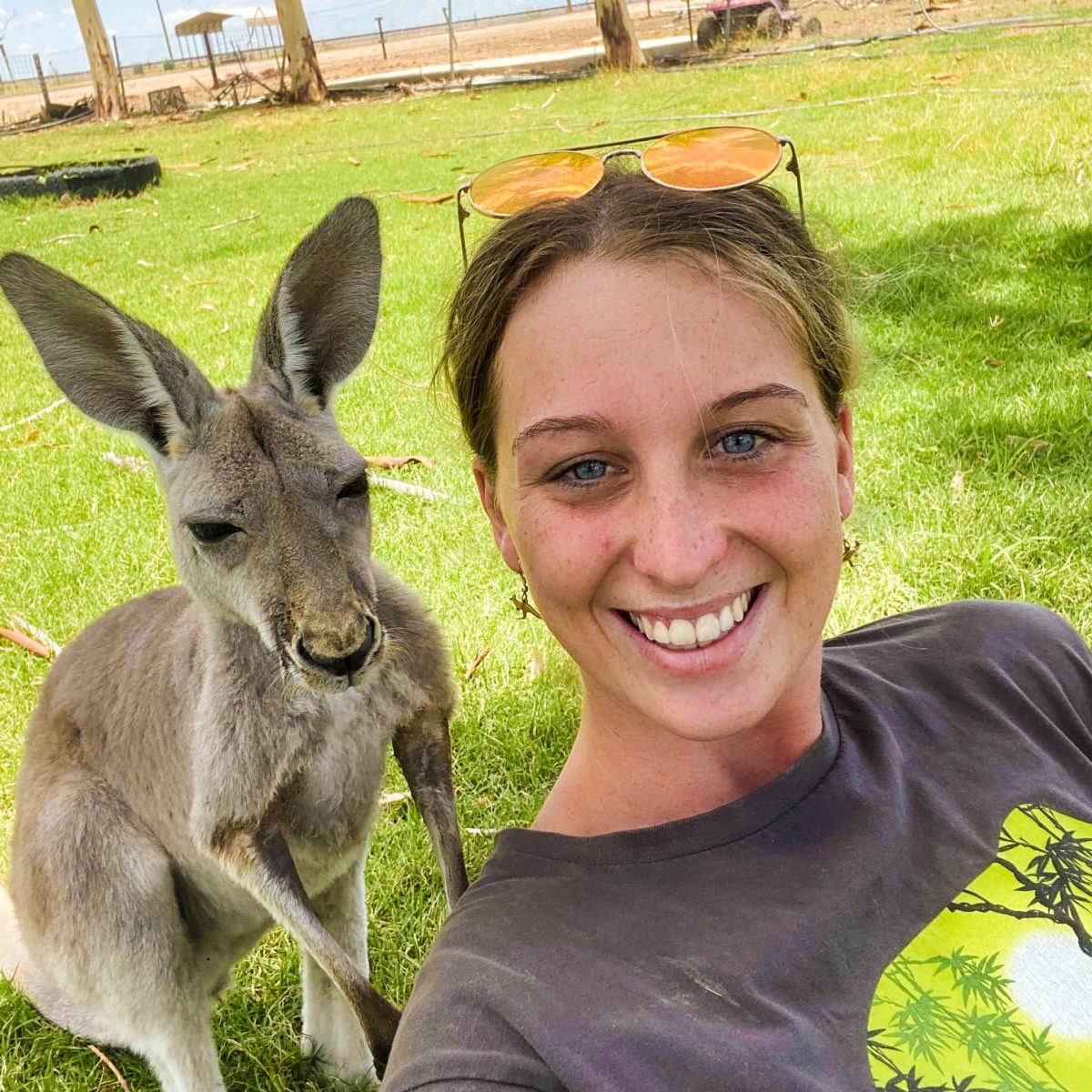 An image of Shai, The Agile Project's Founder, with Maisy the Red Kangaroo 